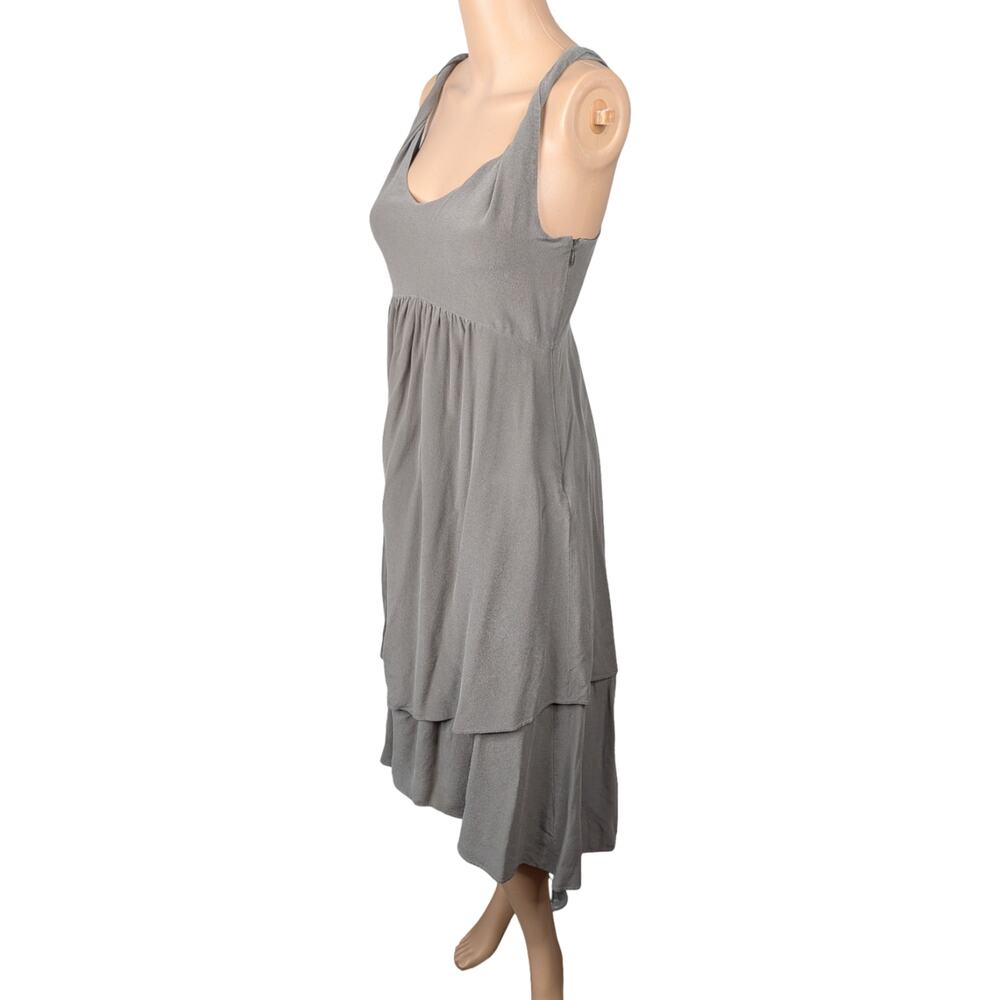 VTG Banana Republic Y2K Silk Dress 2 Gray Green Layered Asymmetric Fairy Minimal - Picture 5 of 9